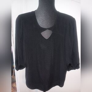 Elegant Black Blouse with Keyhole Detail